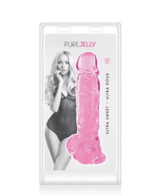 Gode jelly rose ventouse taille XL 22cm 